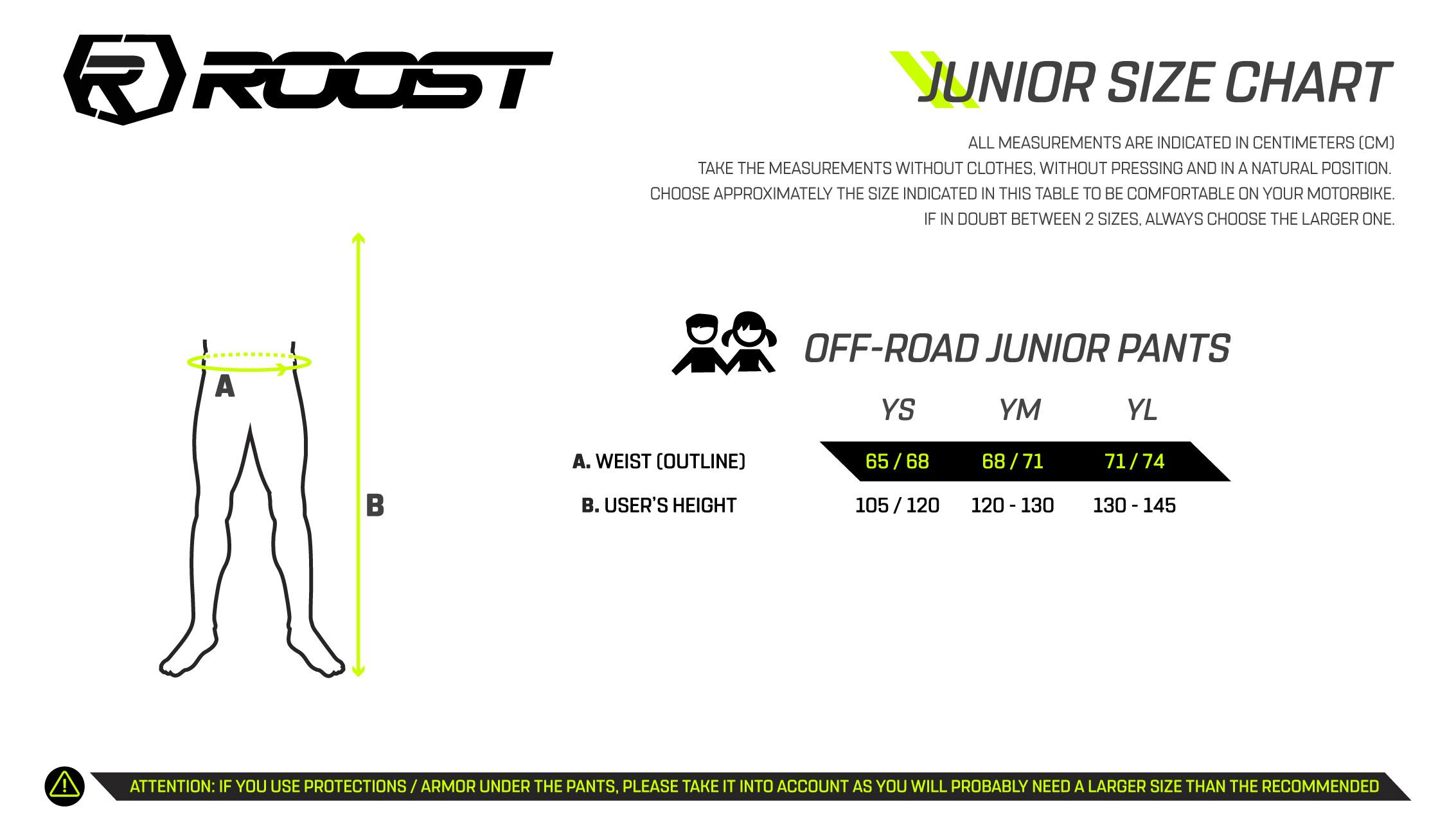 Roost – Sizechart ENG-07