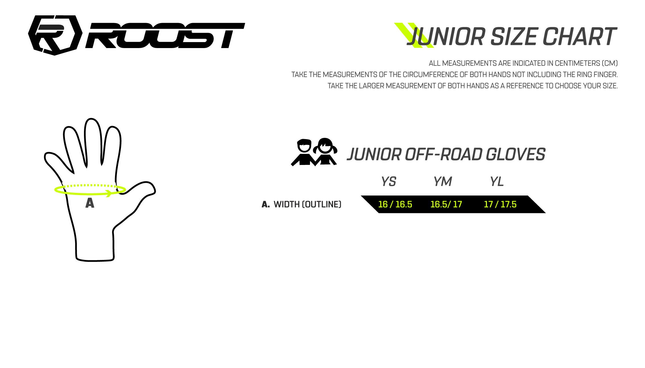 Roost – Sizechart ENG